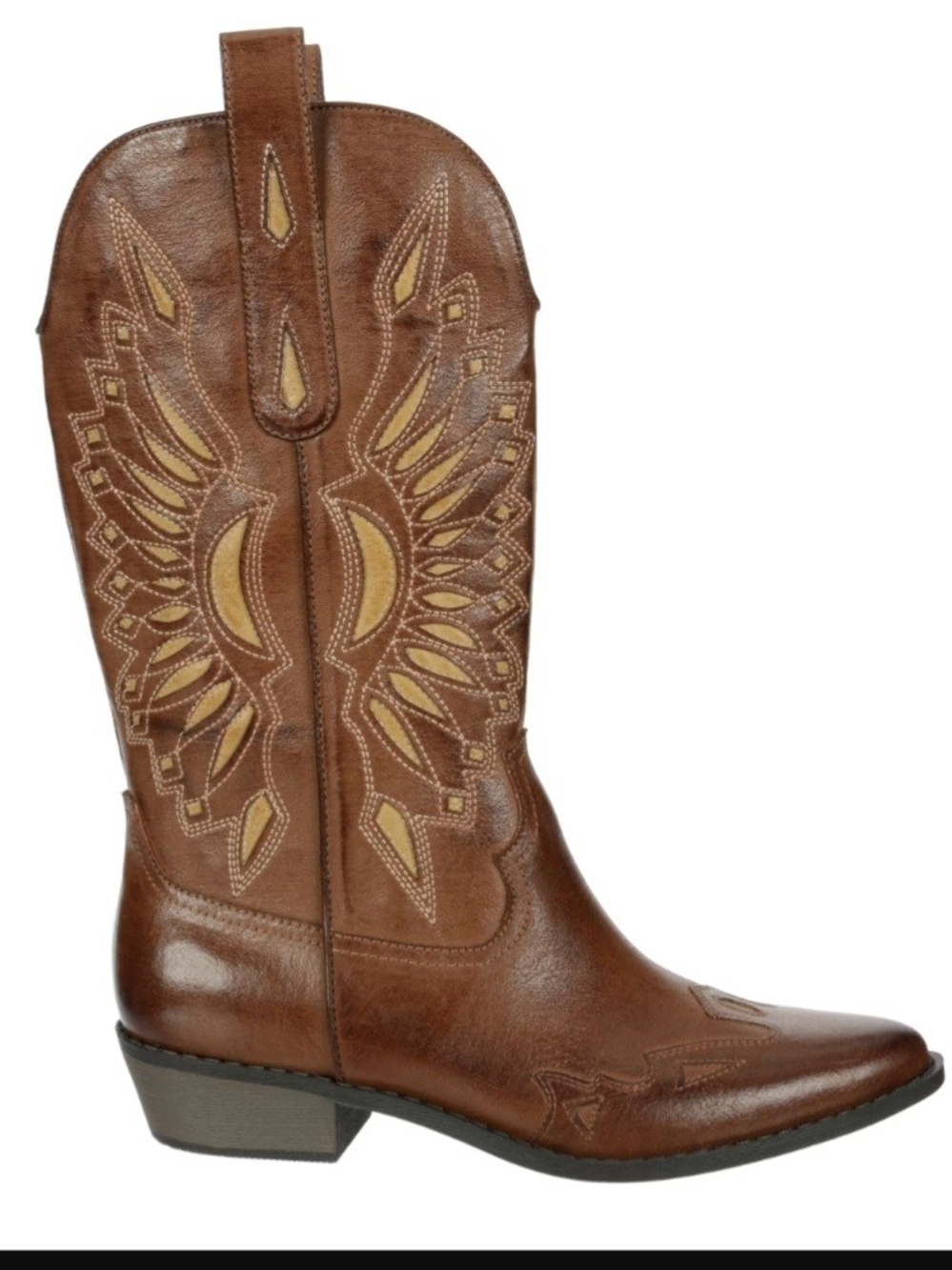 Coconuts by Matisse Brown Western Cowboy  Embroidered Two-Tone Boots
